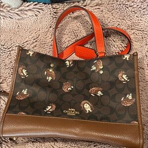 Coach Brown and Orange Hedgehog Tote